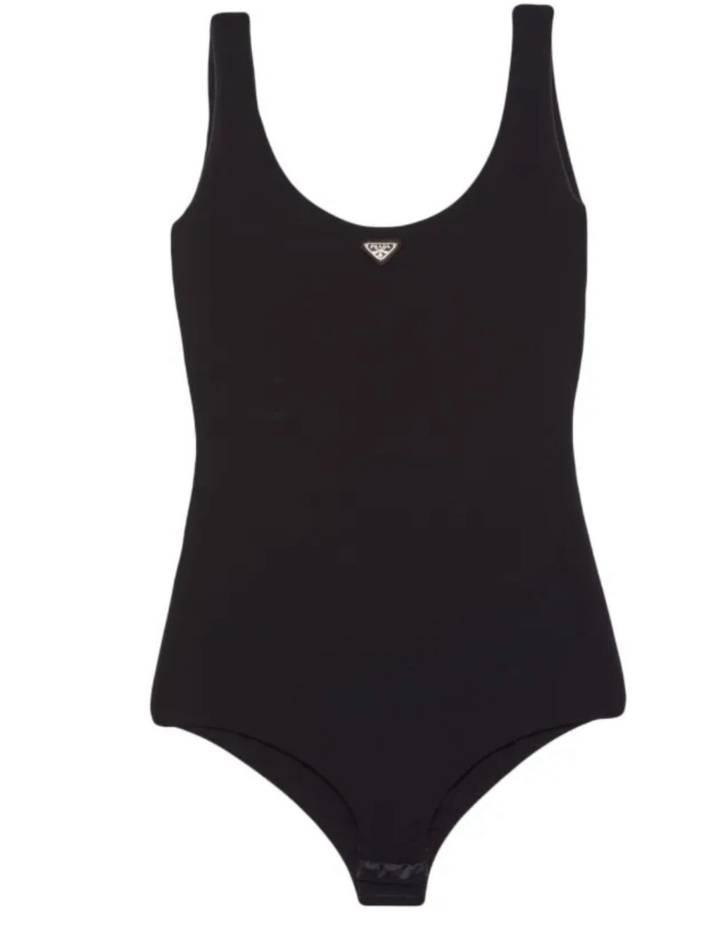 Prada Black Scoop Neck Logo Bodysuit